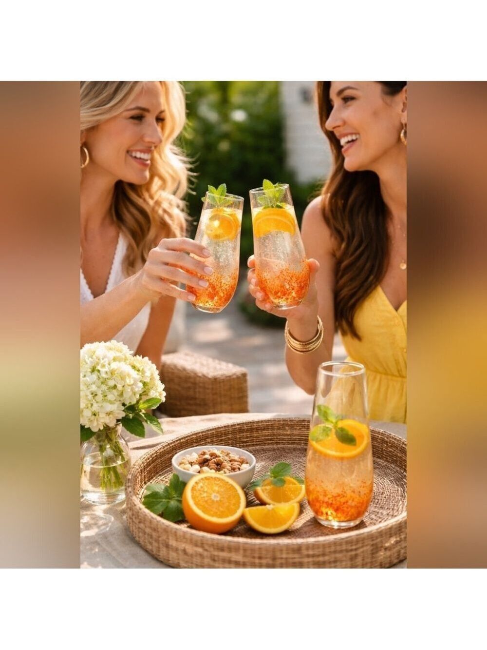 Hand Blown Confetti Glasses Set of 2 Orange Art Glass Tumblers